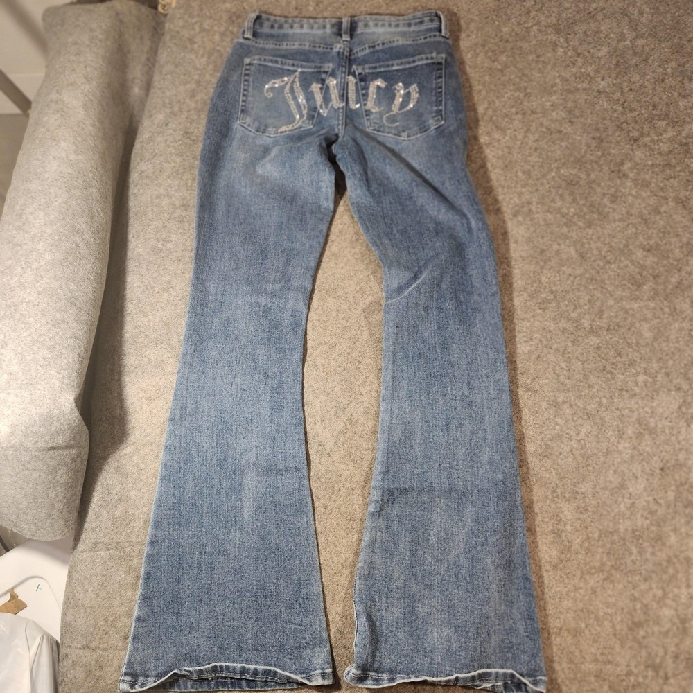 Juicy Couture Jeans Womens 3/26 Blue Lunita Rhinestone Juicy Flare Vintage Y2K - Picture 11 of 12